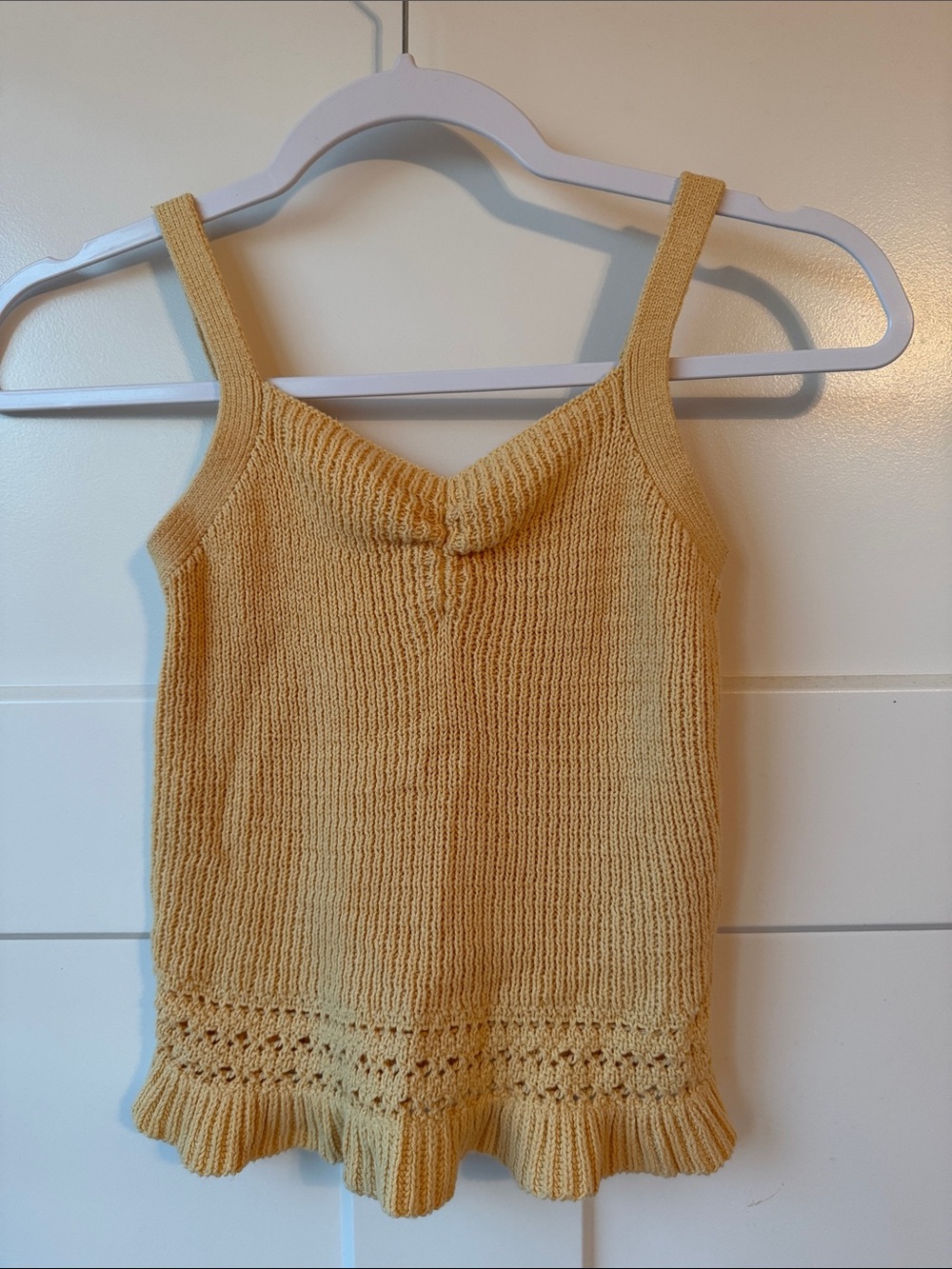 abercrombie kids Yellow Knit Tank with Ruffle Hem